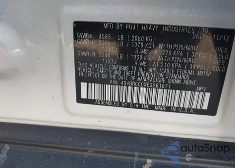 2014 Subaru Outback 2.5I Premium z USA, uszkodzony, nr VIN 4S4BRCCCXE3261871